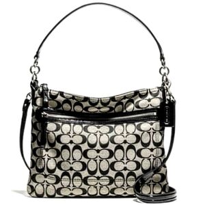 🖤 Coach Poppy Perri Black Gray Signature Hipster Crossbody Satchel Shoulder Bag